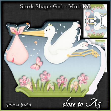 Stork Shaped Card Baby Girl 777