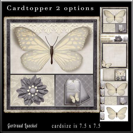 Cardtopper Butterly Themed Grey 779
