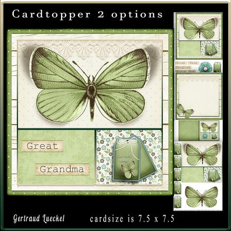 Cardtopper Butterly Themed Green 783