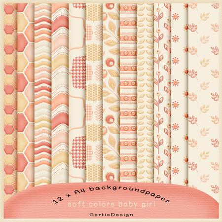 Soft Colors Baby Girl Backingpaper Kit 153