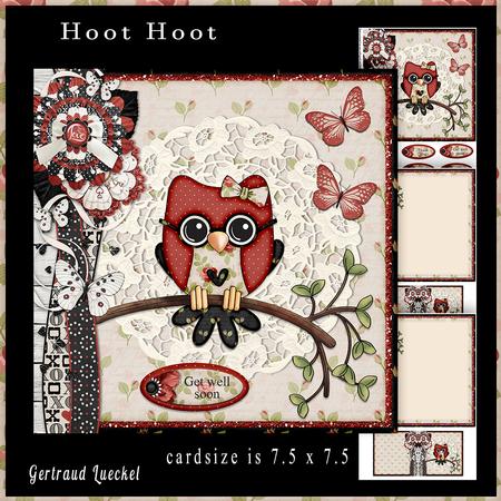 Happy Owl Cardtopper Black Red 823