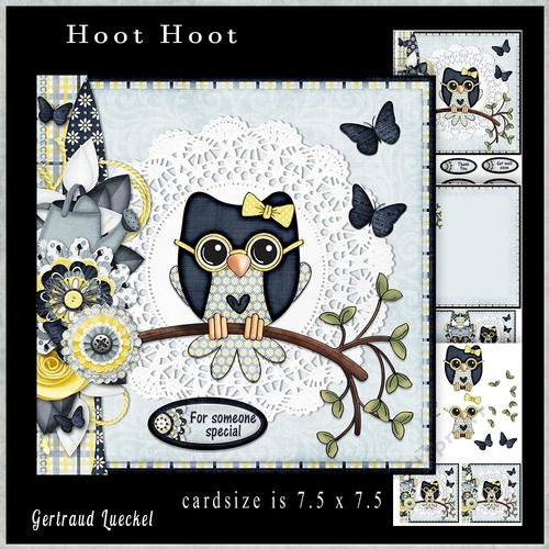 Happy Owl Cardtopper Blue 825
