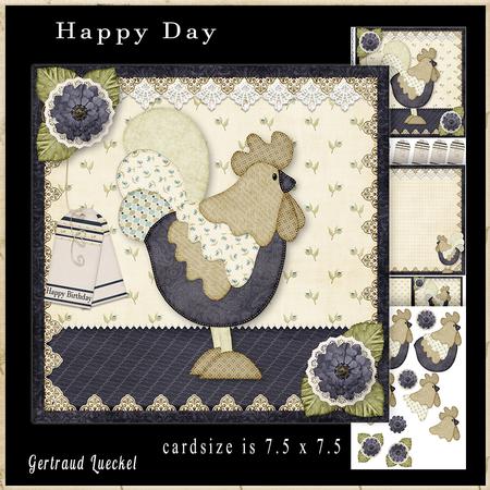 Happy Day Cardtopper Country Rooster 828