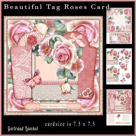 Cute Tags and Roses Card Topper 854