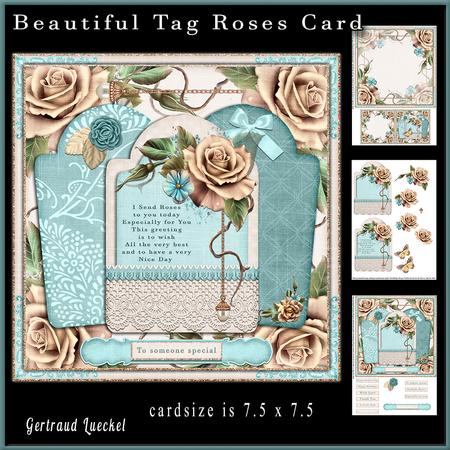 Cute Tags and Roses Card Topper 855