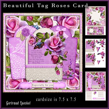 Cute Tags and Roses Card Topper 856