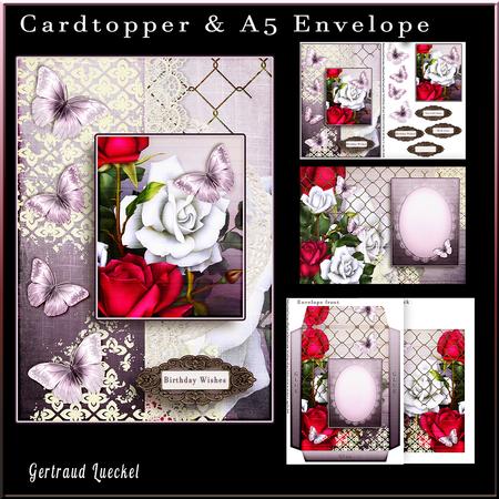 Cardtopper with Matching Envelope Roses 866