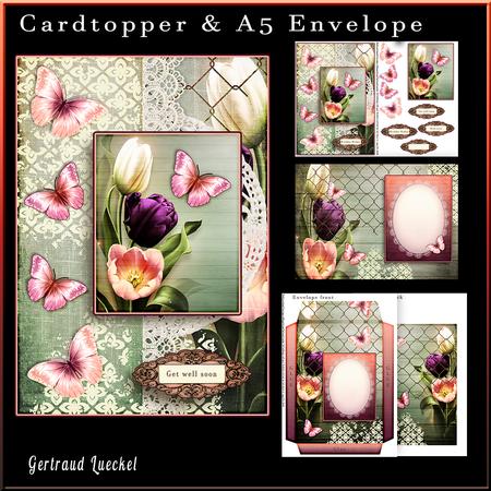 Cardtopper with Matching Envelope Tulips 867