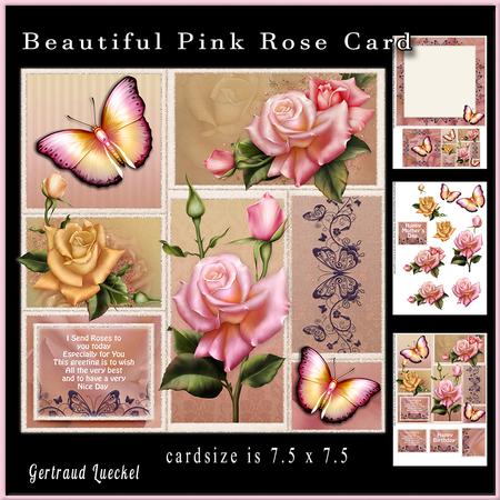 Cardtopper Roses and Butterflies 863