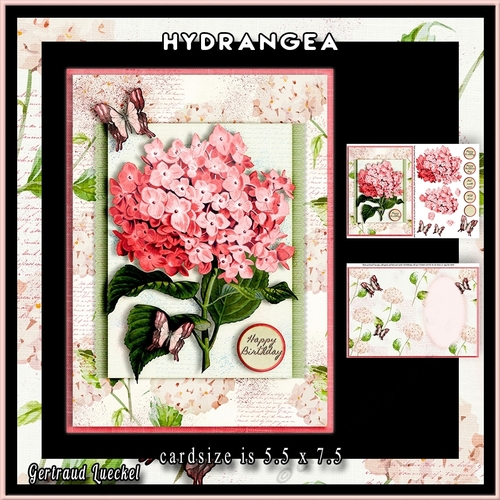 Hydrangea Cardtopper Minikit pink 882