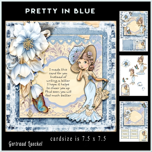 Pretty In blue Card Topper minkit 887