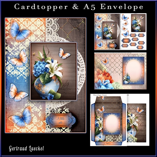 Beautiful Hydrangea colorful card kit with envelope