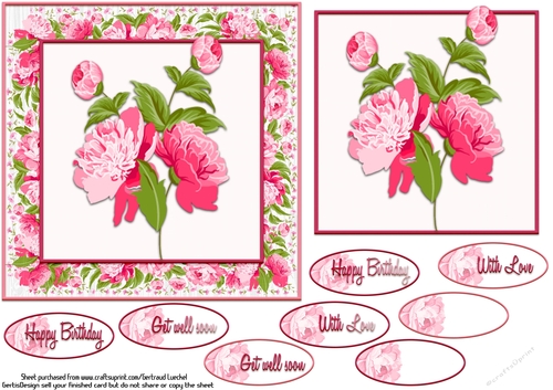 Card Topper Pink Flower 106