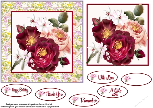 Card Topper Big Rose 107