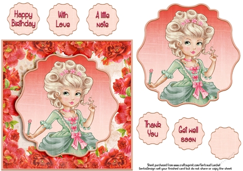 Card Topper  Victorian  Girl 114