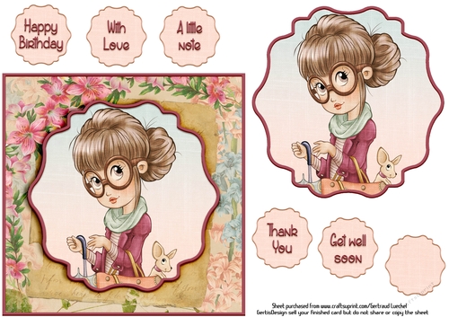 Card Topper Beautiful Girl 119