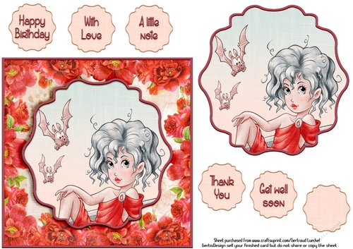 Card Topper  Cute  Girl 120