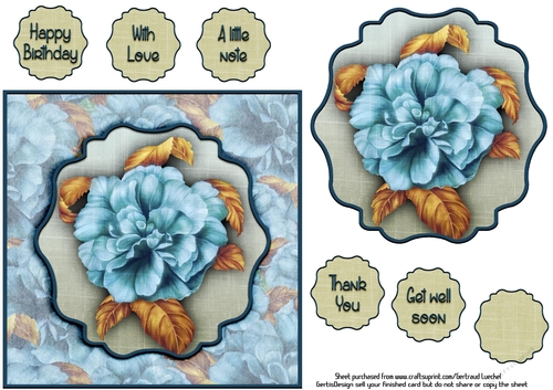 Card Topper Blue Flower 125