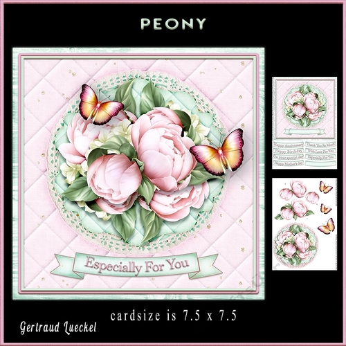 Lace and Flowers Peony card topper kit 902