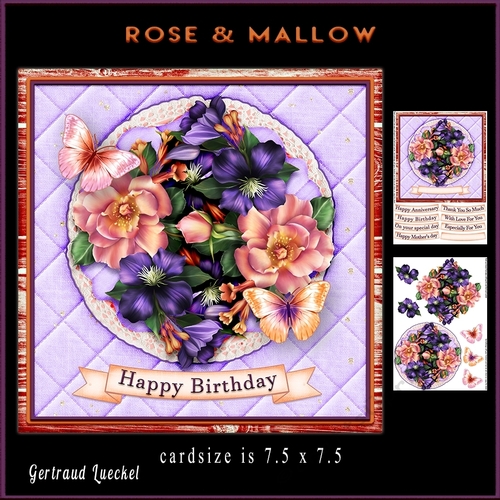 Lace and Flowers Rose Mallow card topper kit 907