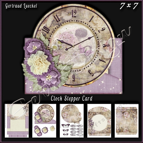 Vintage Clock Stepper Card Kit With Envelope 938
