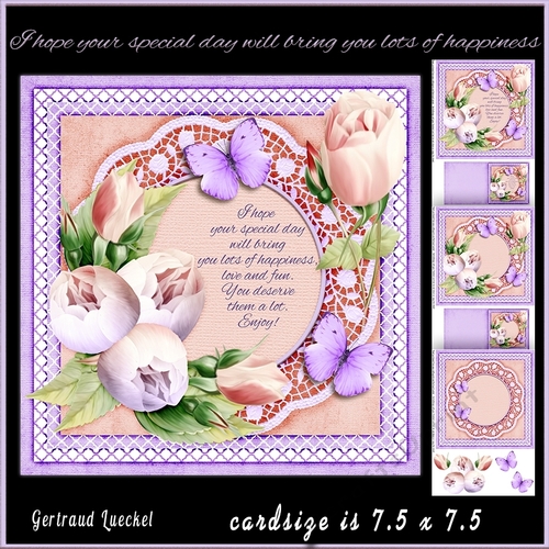 Lots of happiness purple card topper with inlet 942