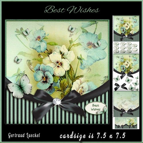Vintage Flower Stripes and Butterflies 947