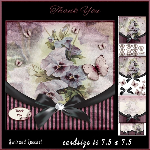 Vintage Flower Stripes and Butterflies 948
