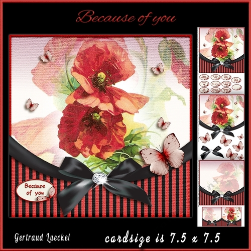 Vintage Poppy Butterflies and Stripes 950