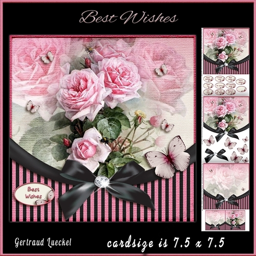 Vintage Flower Stripes and Butterflies 952