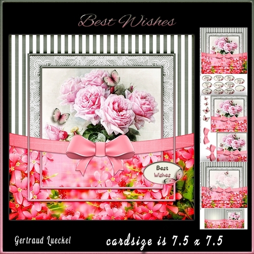 Vintage Flower Stripes and Butterflies 957