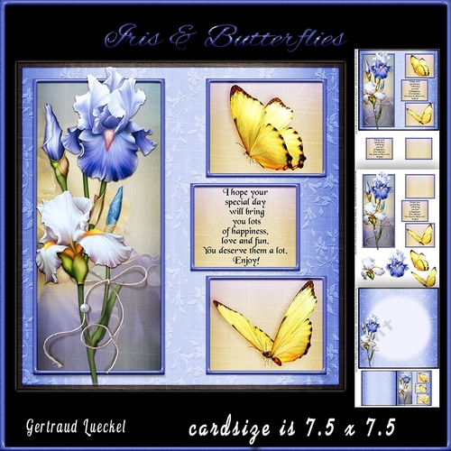 Iris and Butterflies blue 962
