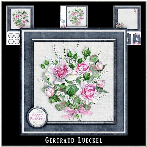 Watercolor Flower Bouquette Rose 982