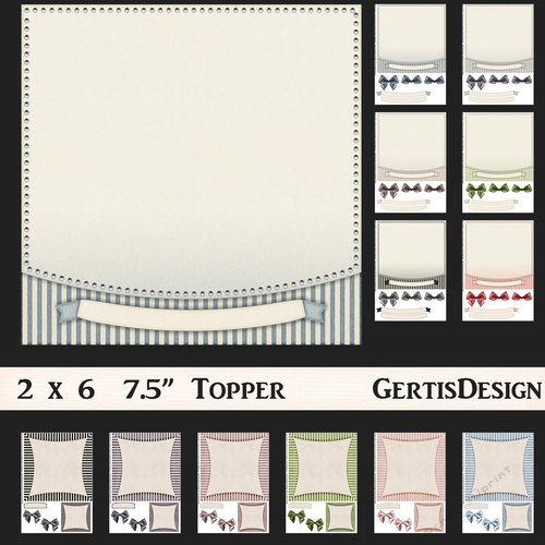 Beautiful Stripes and Bow Design 7.5 topper 989
