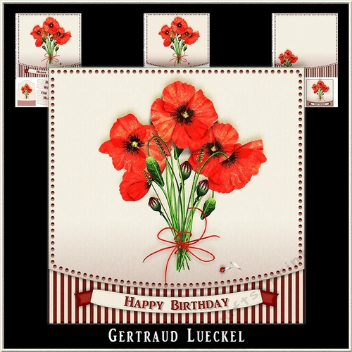 Watercolor Flower Bouquette Poppy 993