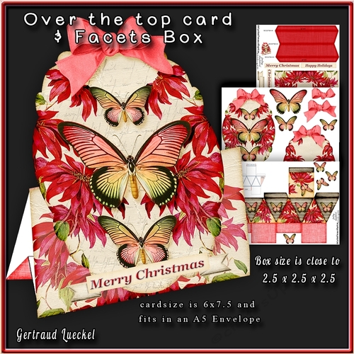 Over the Top Card & Facets Box Poinsettia Christmas 991