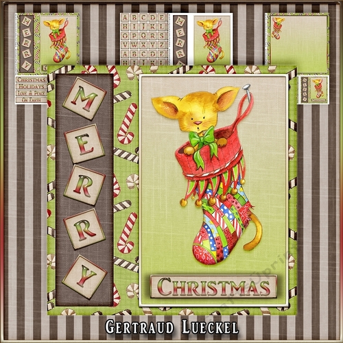Super cute christmas card topper with a stocking 1011