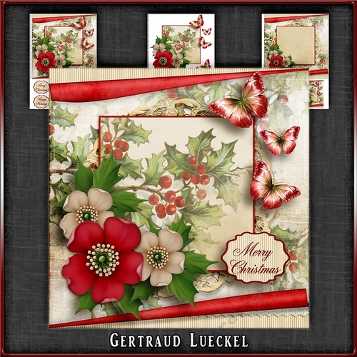 Vintage Christmas Card Kit Red 1028
