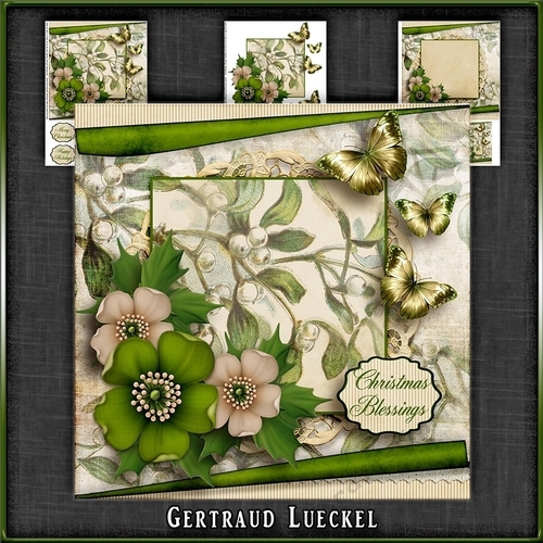 Vintage Christmas Card Kit Green 1029