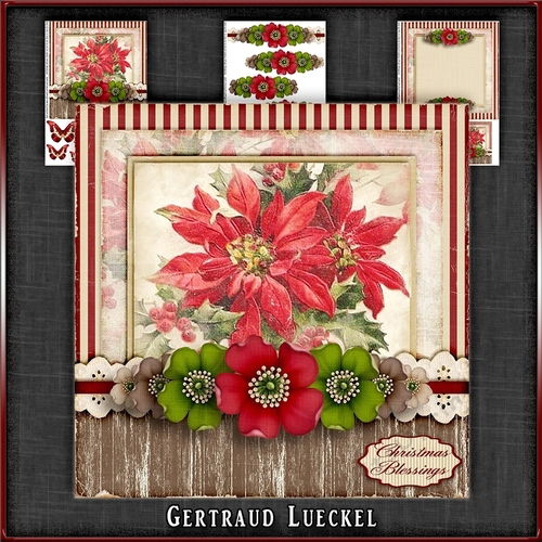 Vintage Christmas Poinsettia Card Kit 1036