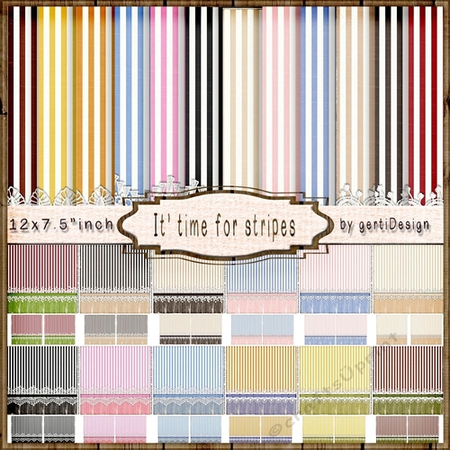Vintage It is time for stripes and lace background kit 164
