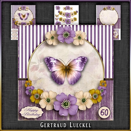 Vintage Butterflies Floral Card Kit 1051