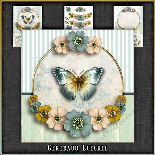 Vintage Butterflies Floral Card Kit 1052