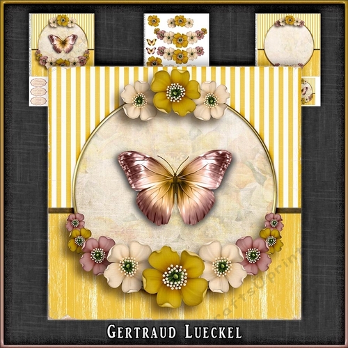 Vintage Butterflies Floral Card Kit 1053
