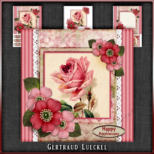 Vintage Stripes and Flowers Card Kit 1068