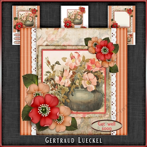 Vintage Stripes and Flowers Card Kit 1070