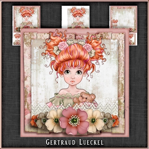 Vintage Wildroses Girl Card Topper 1081