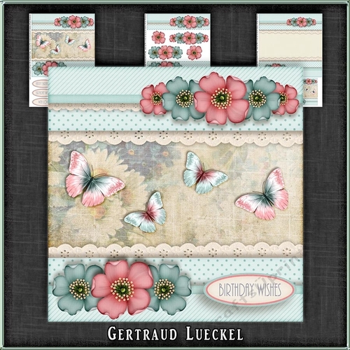 Vintage Stripes Dots Flowers blush pastel blue 1099