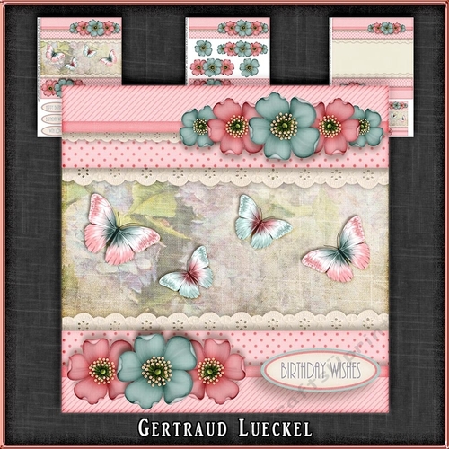 Vintage Stripes Dots Flowers blush soft blue 1100