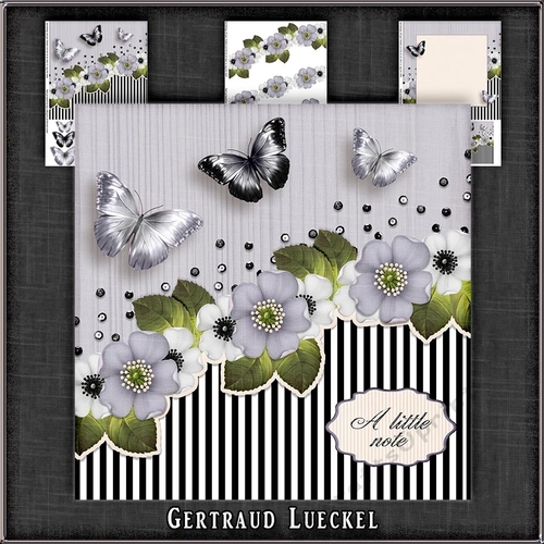 Vintage Stripes Flowers soft purplegrey 1103